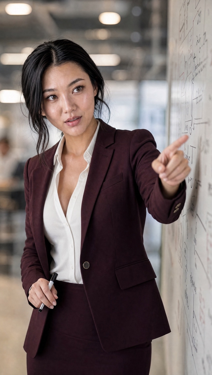 A member of the LDU legal team at a whiteboard in Singapore