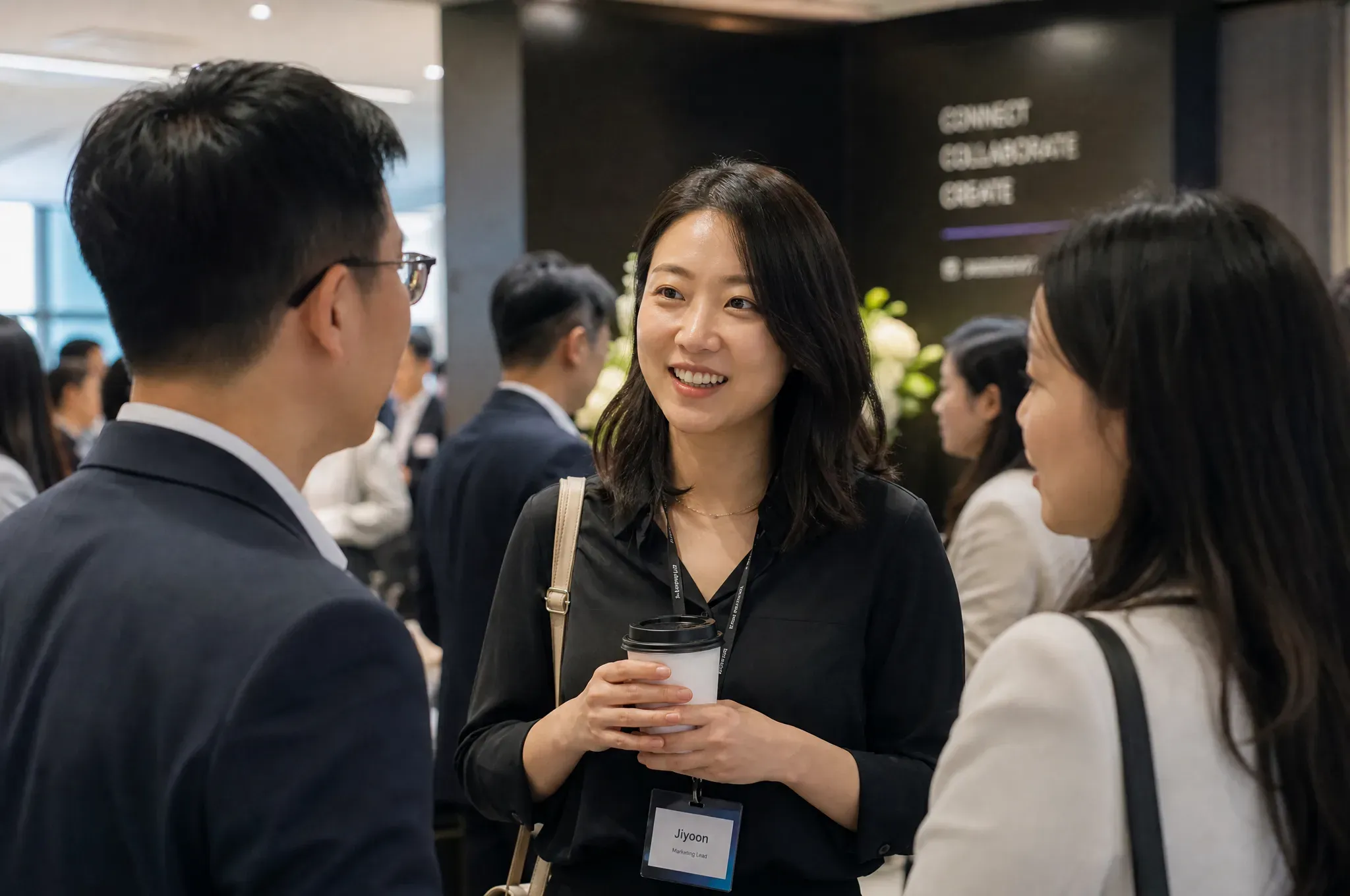 Founders in conversation at a community networking event